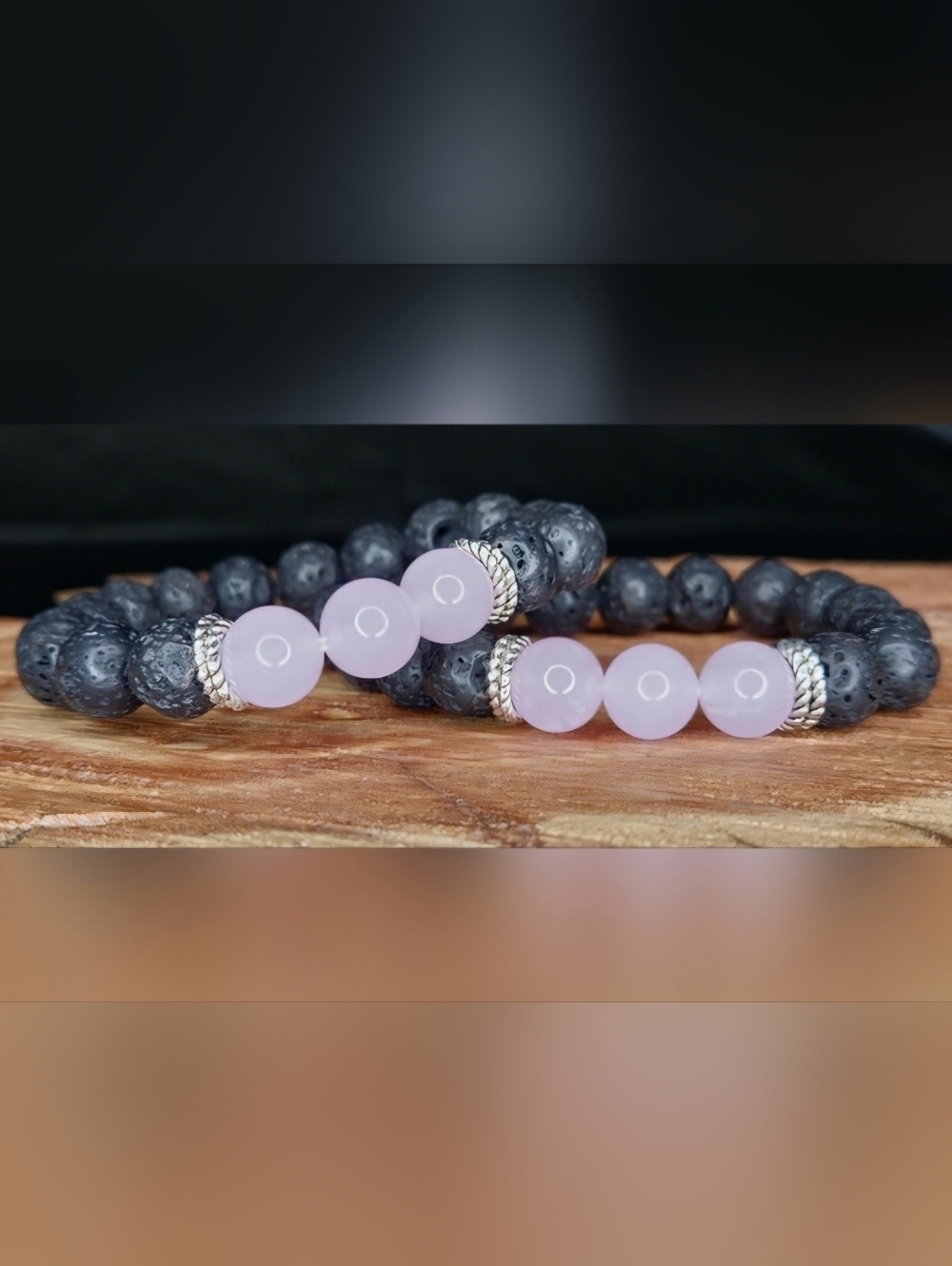 Natural Lava Stone and Amethyst Diffuser Stretch Bracelet